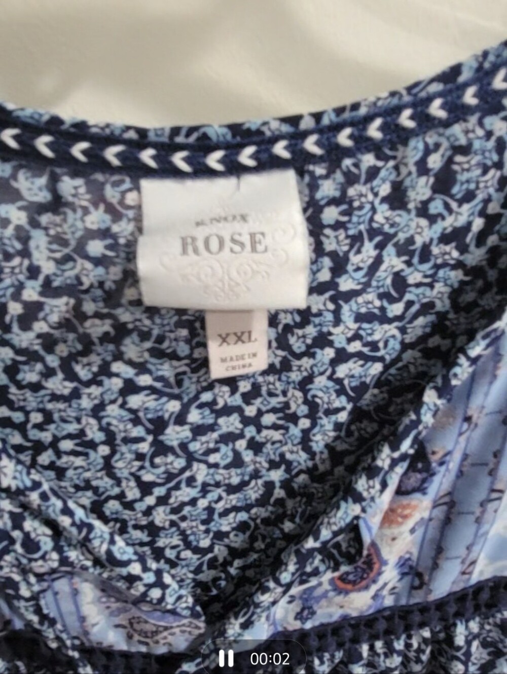 Knox Rose Blue Patterned Peasant Tunic - Picture 3 of 3